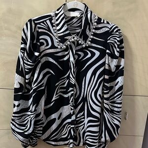 Elegant Zebra Print Button Down Shirt